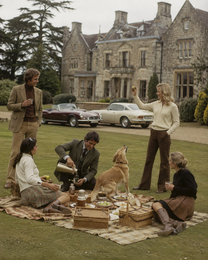 Free Vintage 1970s Manor Picnic Lifestyle Photo