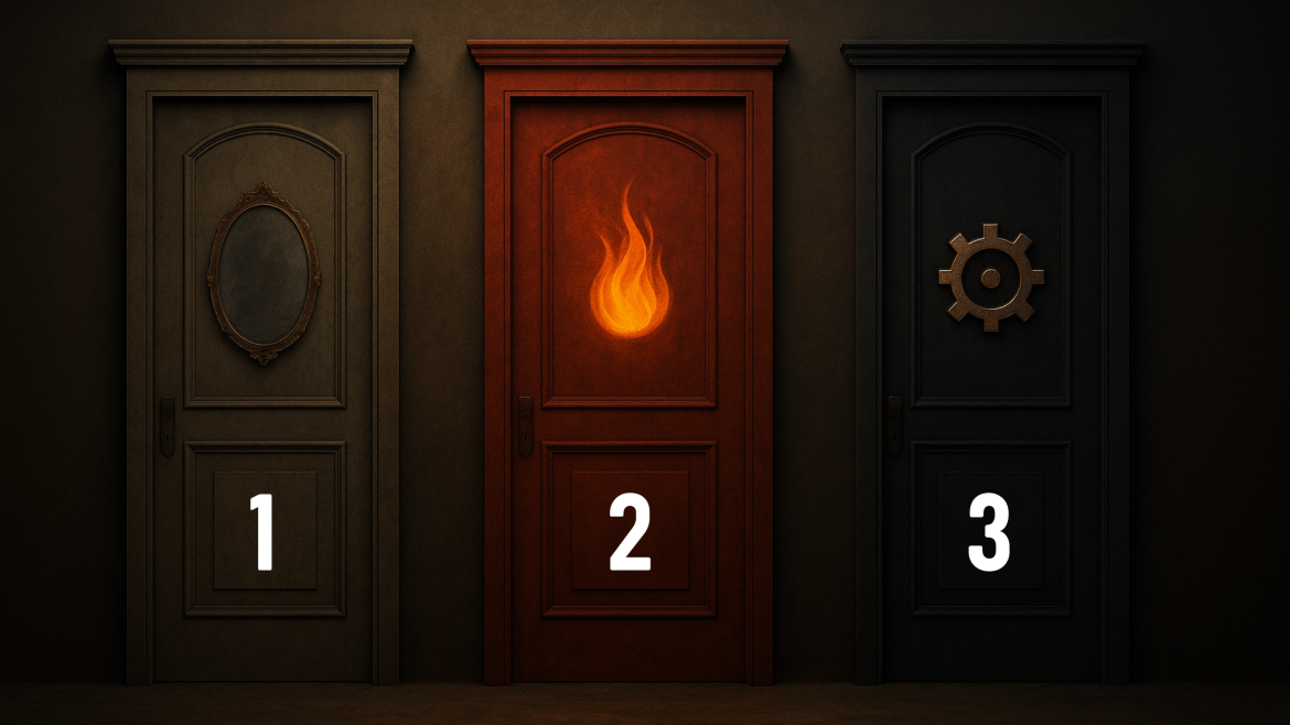 Você tem três portas à sua frente. Qual você escolhe? Essa decisão não é só sobre curiosidade — ela pode revelar algo sobre você. Viva a experiência.