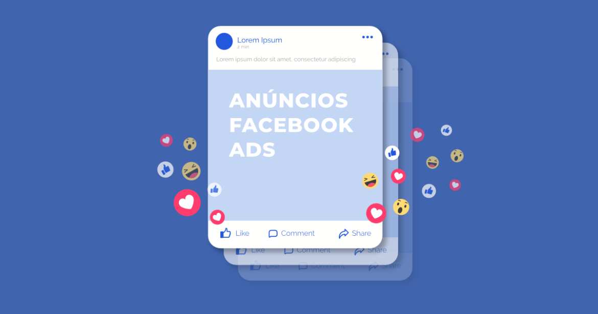 Tela de computador mostrando um prompt de IA ao lado de dezenas de variações de anúncios do Facebook, ilustrando o conceito de criar vários anúncios com um prompt.