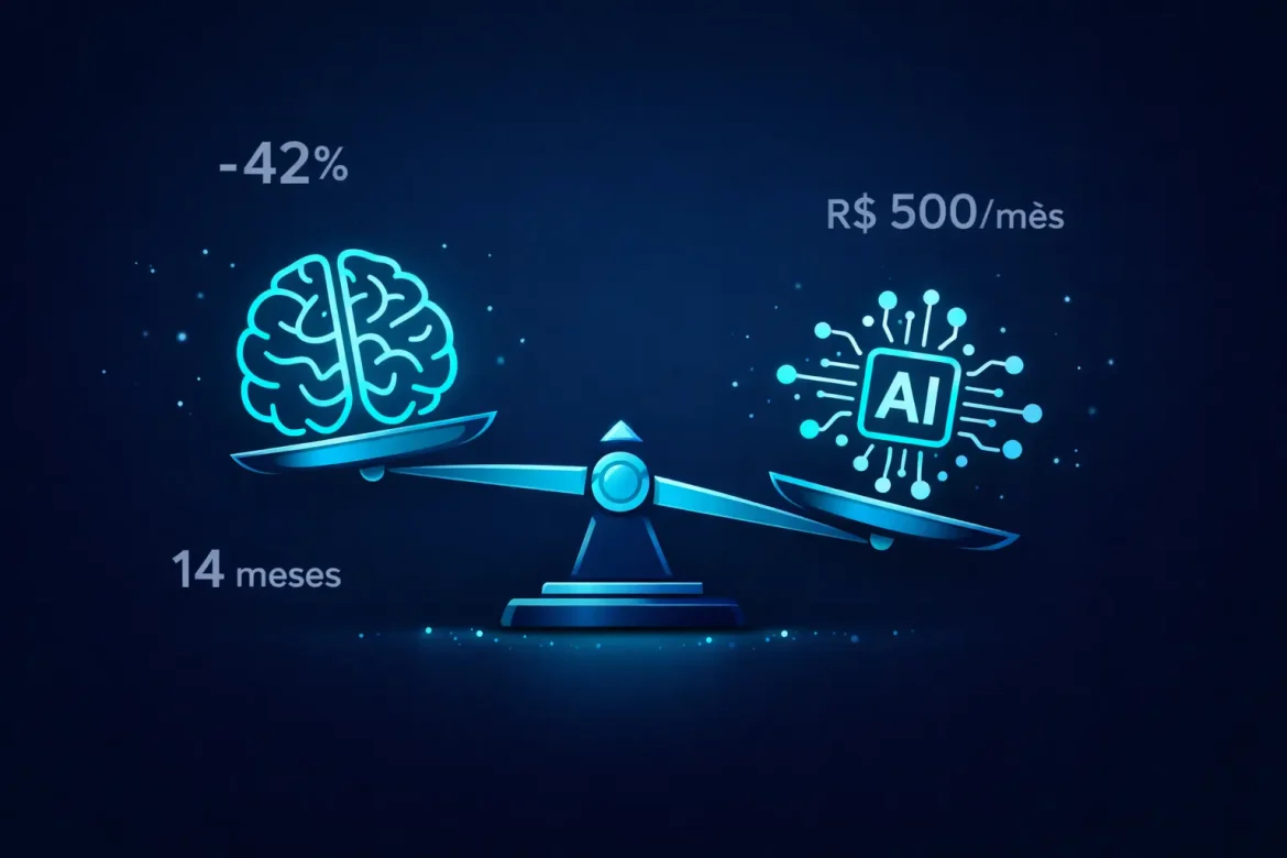Gráfico mostrando empregos em risco com avanço da inteligência artificial 2026.