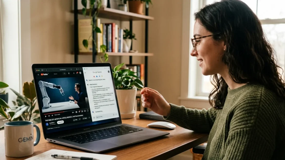 Cole o link de qualquer vídeo do YouTube no Gemini e faça perguntas sobre o conteúdo. 12 prompts prontos para resumir, estudar e extrair insights