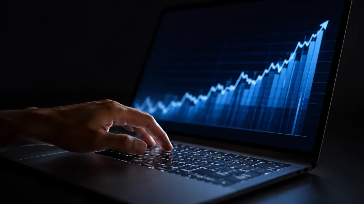 Teclado iluminado com vendas crescendo sem câmera ligada ecossistema digital