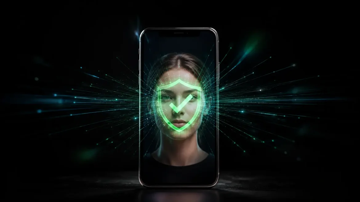 Smartphone detectando imagem falsa com marca d'água IA Google