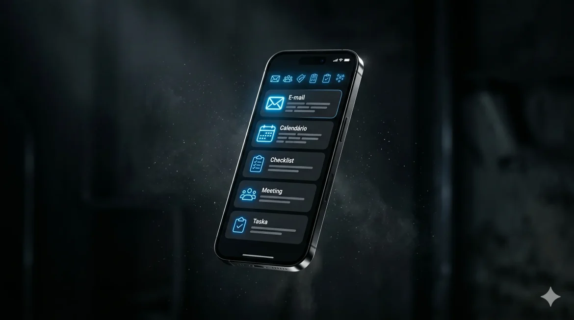 Smartphone com resumo de prioridades matinal luminoso Gemini Daily Brief