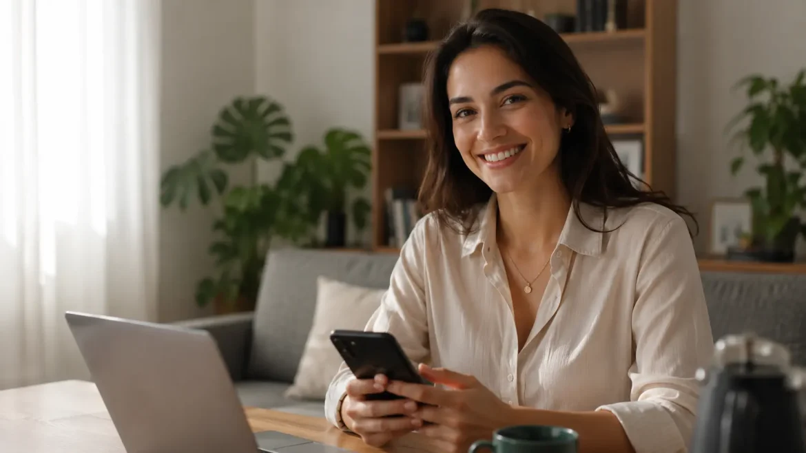 Cena representa o resultado do treino — confiança antes da entrevista — não o processo técnico de digitar prompts.