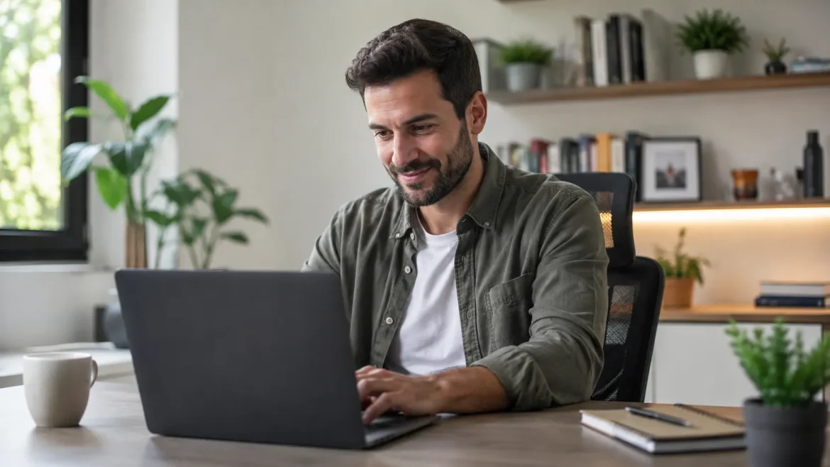 Cena de trabalho tranquila e organizada, sugerindo controle sobre múltiplas fontes de informação — o resultado prático de um fluxo bem conduzido, não o processo de configuração em si.