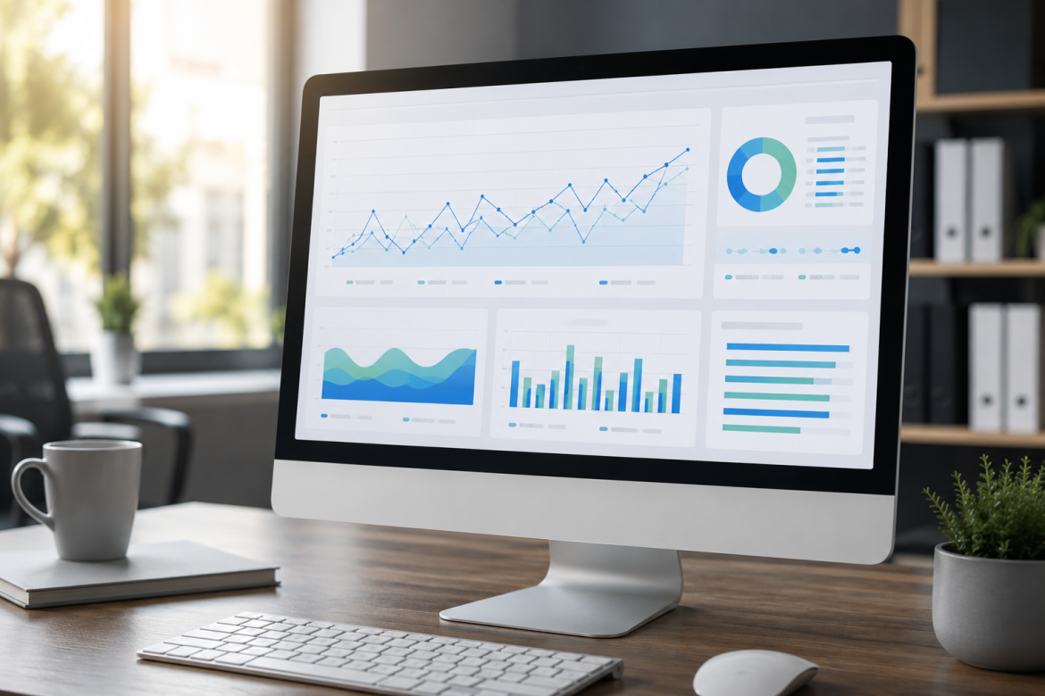 A imagem representa o resultado do artigo — alguém interpretando dados de desempenho do próprio site — e não o processo técnico do Google, evitando qualquer referência visual a marcas ou interfaces reais.