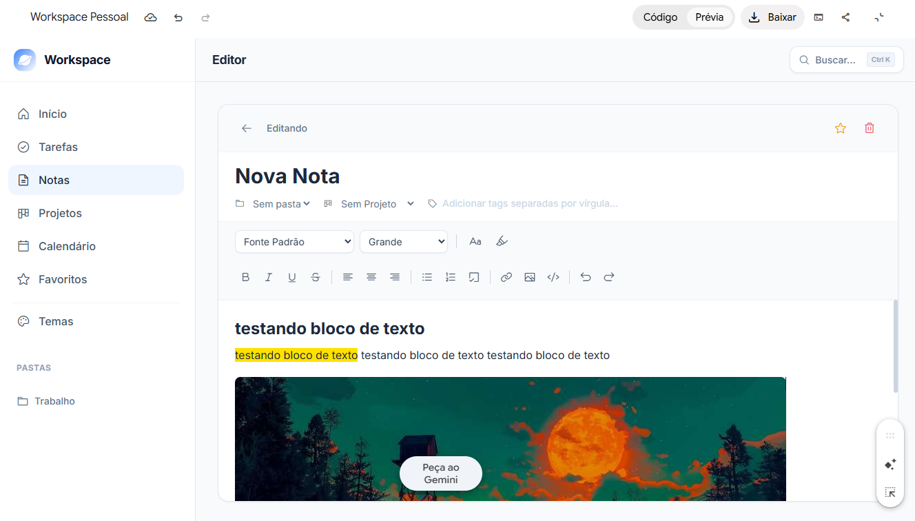 Integração completa do formulário de novos projetos vinculados às tarefas