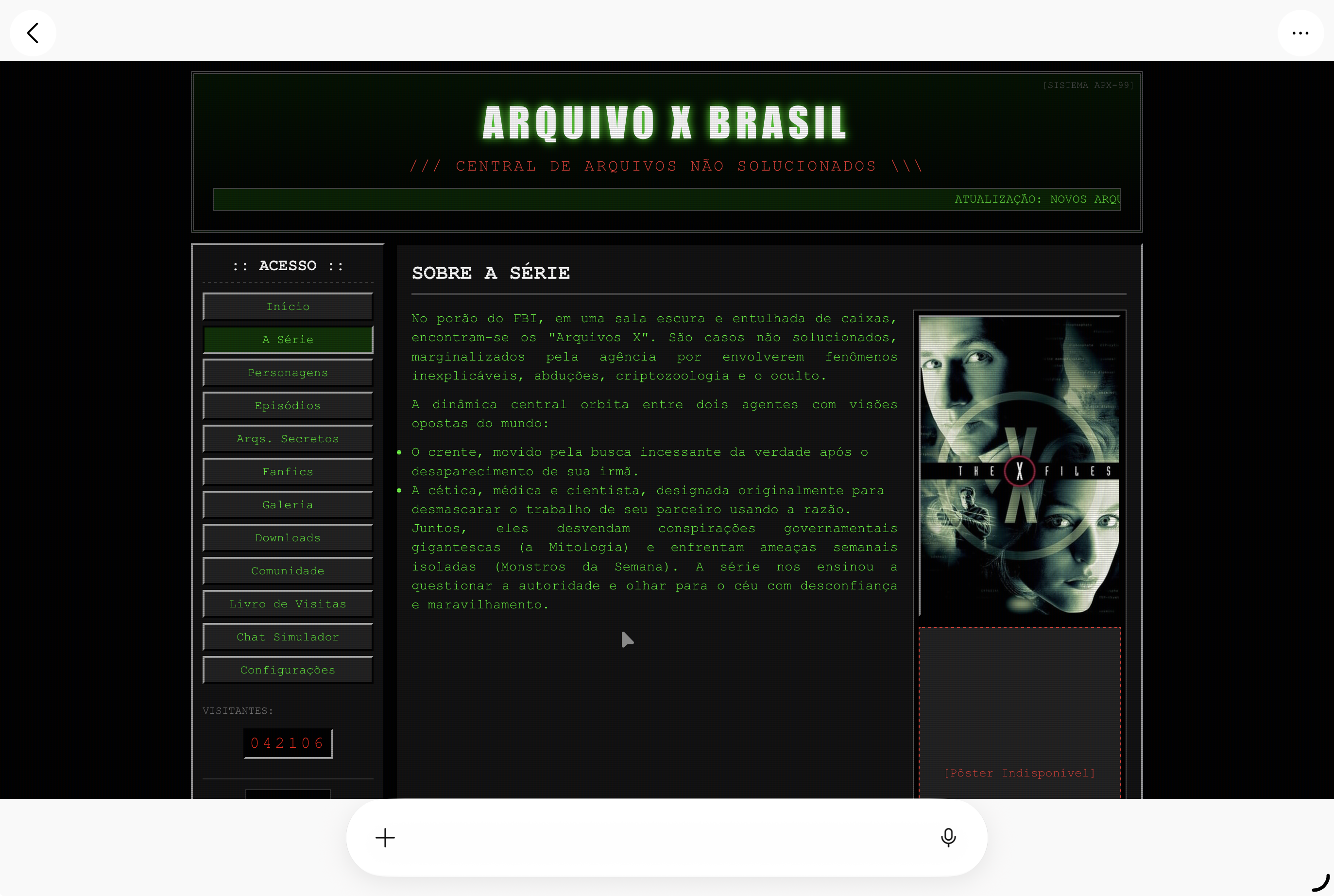 Página central de arquivos confidenciais agora rolável