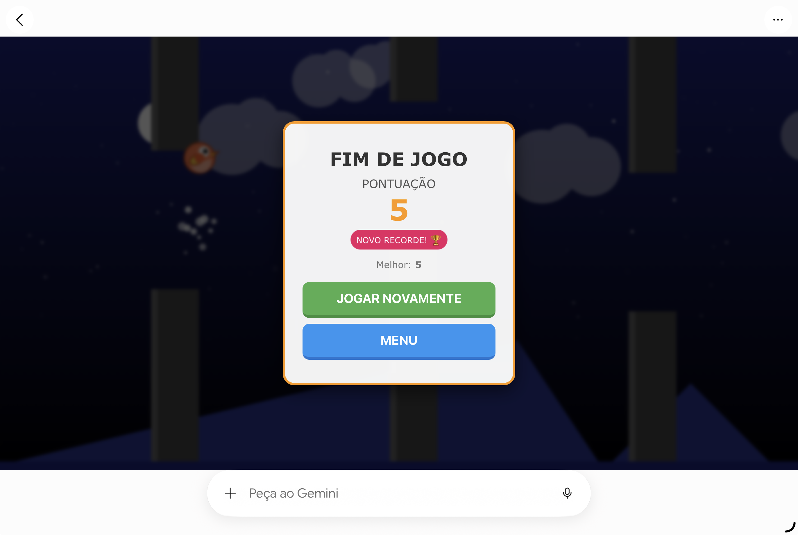 Gameplay base do Sky Hop em HTML