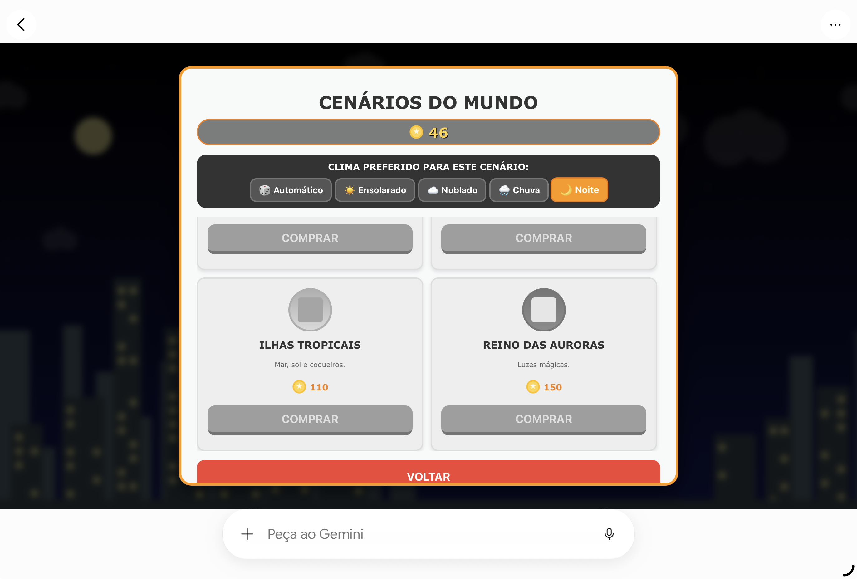 Gameplay de noite com chuva procedural