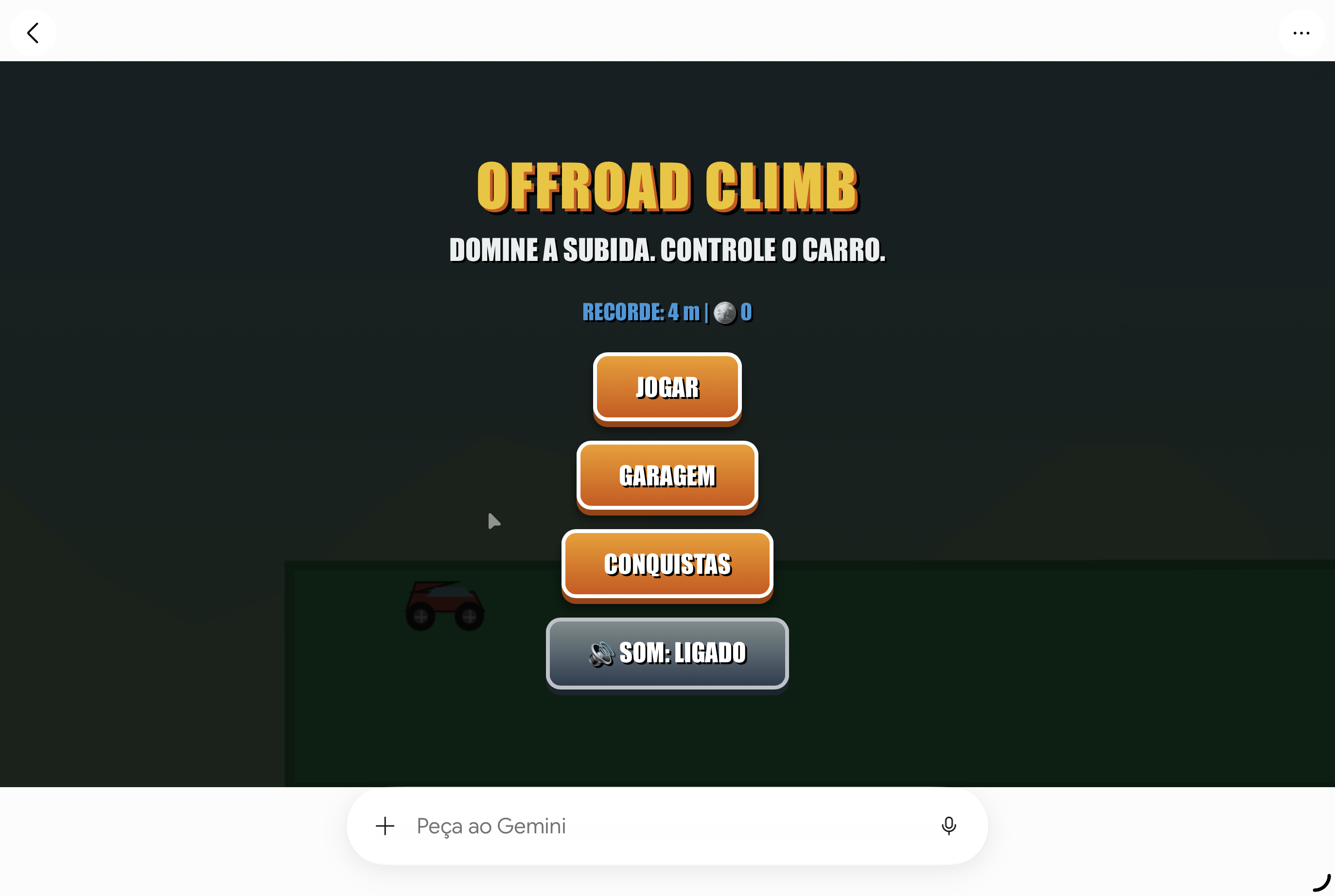 Tela inicial do Offroad Climb gerada por IA