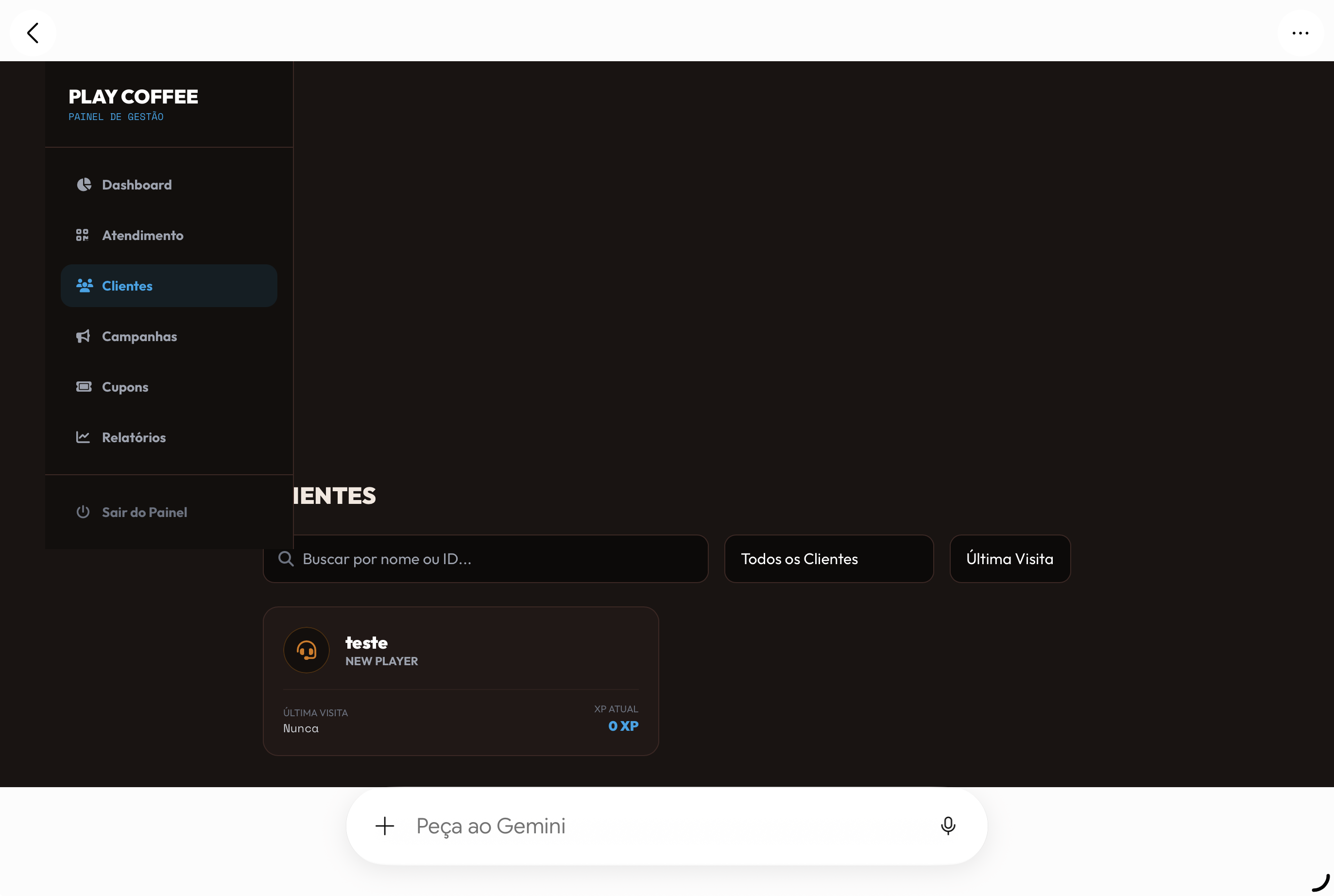 Relatório de dashboard do lojista funcional