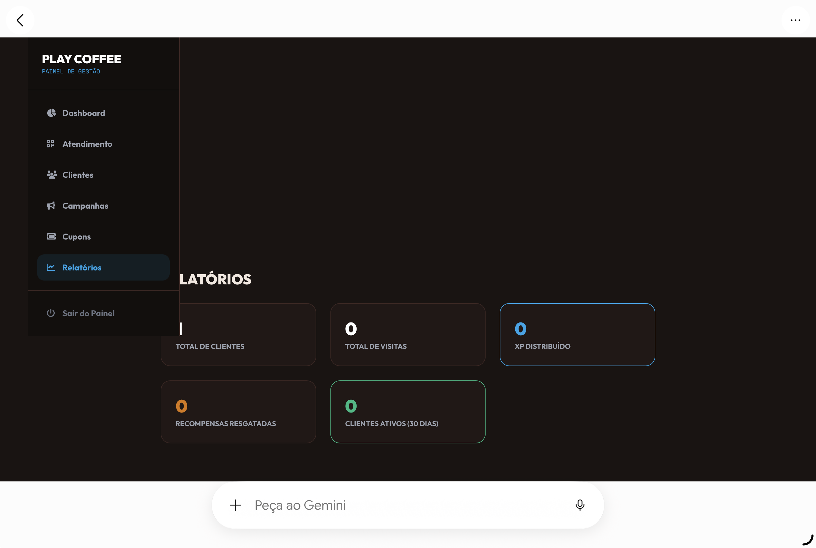 Perfil do cliente ativo com saldo de XP