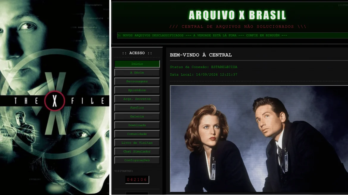 Criei uma página de fã de Arquivo X usando HTML e Gemini Pro. Um projeto nostálgico para homenagear a série e testar até onde a IA consegue chegar.