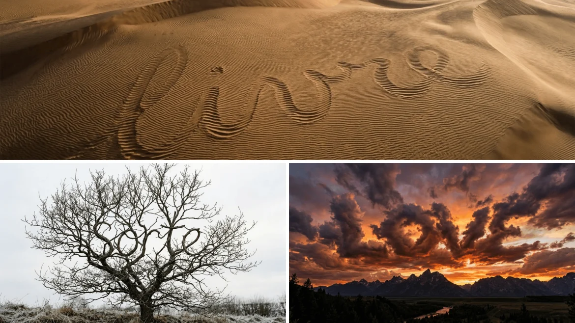 35 prompts para o Gemini criar paisagens com palavras camufladas em nuvens, água, rochas e mais, sem parecer texto colado em cima