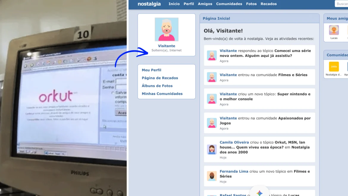 Veja como recriei o Orkut usando inteligência artificial e Gemini Pro. Um experimento em HTML para reproduzir a nostalgia da antiga rede social.