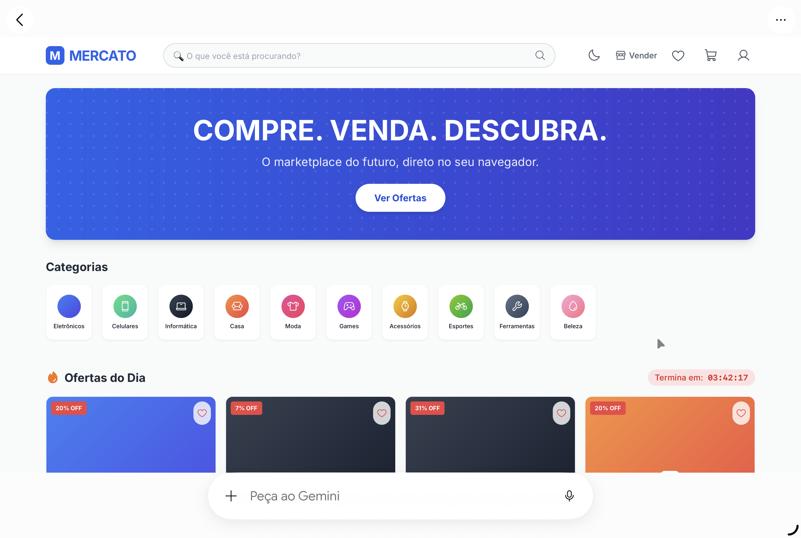 Apresentação do marketplace Mercato gerado por IA