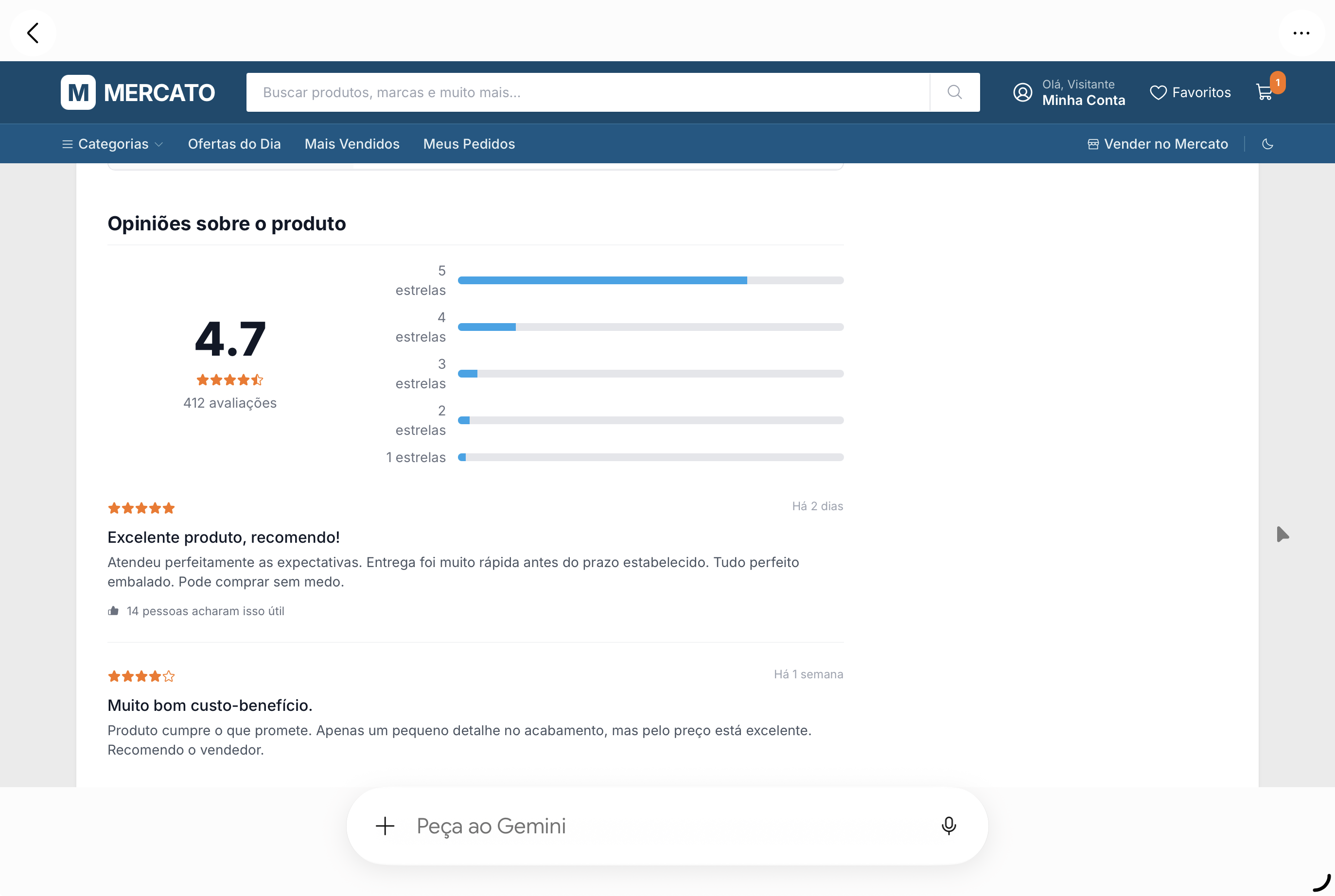 Interface melhorada da loja do vendedor confiável