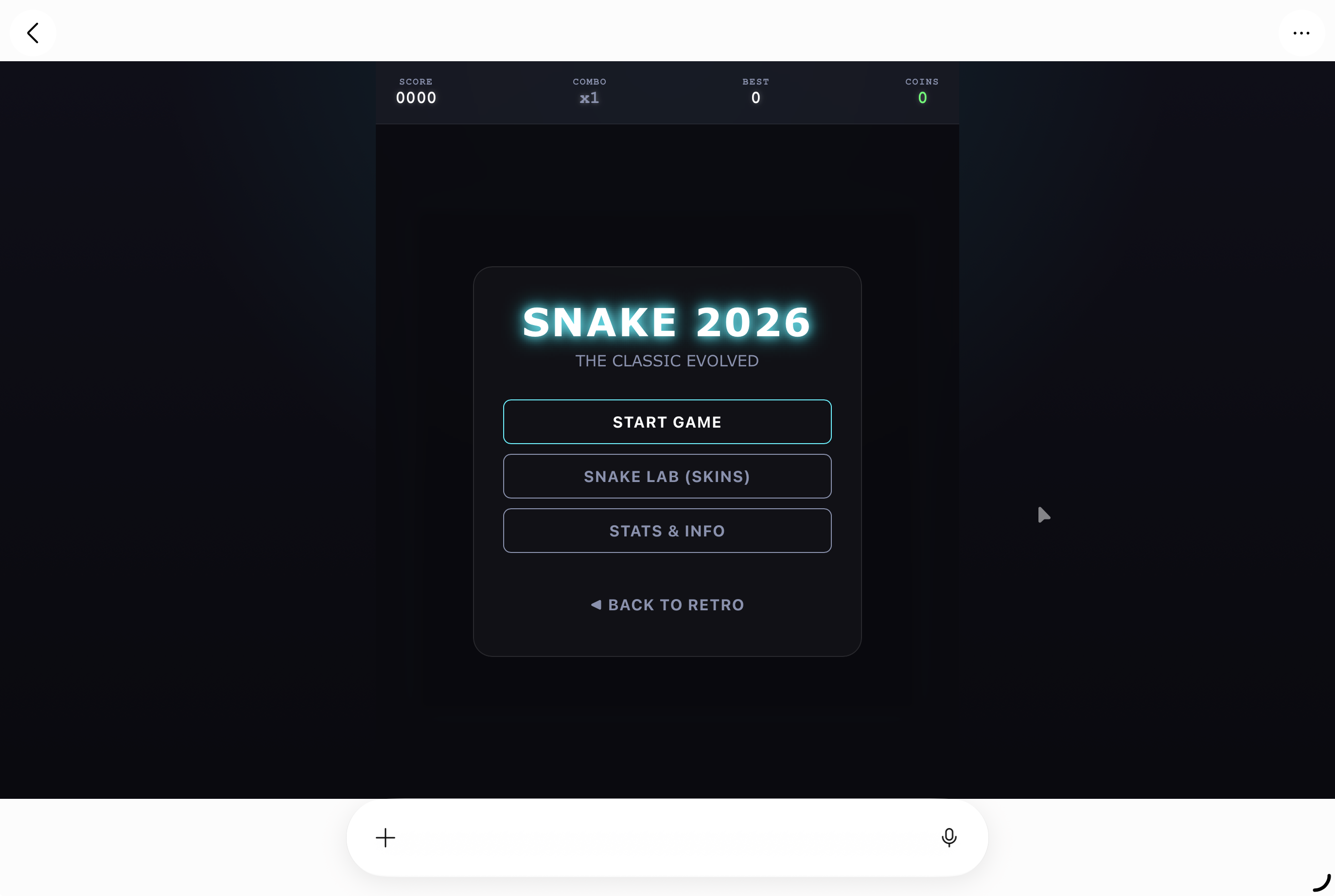 Apresentação do Menu Dark Edition do Snake 2026