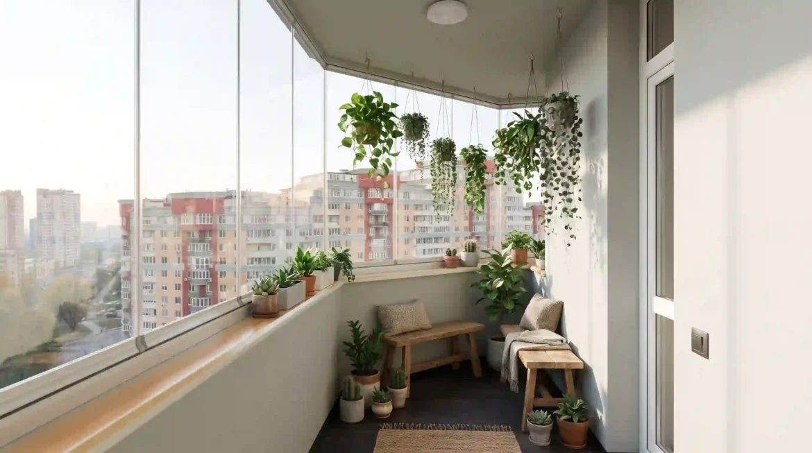 20 prompts para decorar varanda pequena de apartamento no Gemini usando a foto do espaço. Cantinho verde, café, leitura e gourmet. Copie e cole.