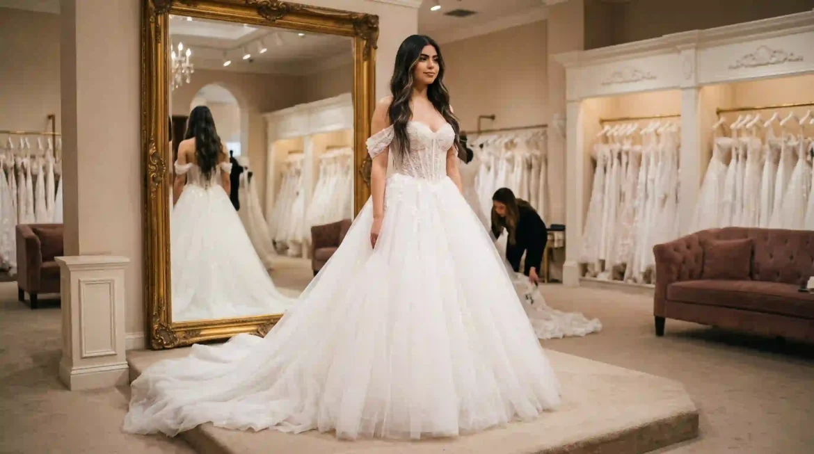 35 prompts para testar vestidos de noiva no Gemini com sua foto. Princesa, sereia e boho chic sem distorcer o rosto. Veja antes da prova. Copie e cole.