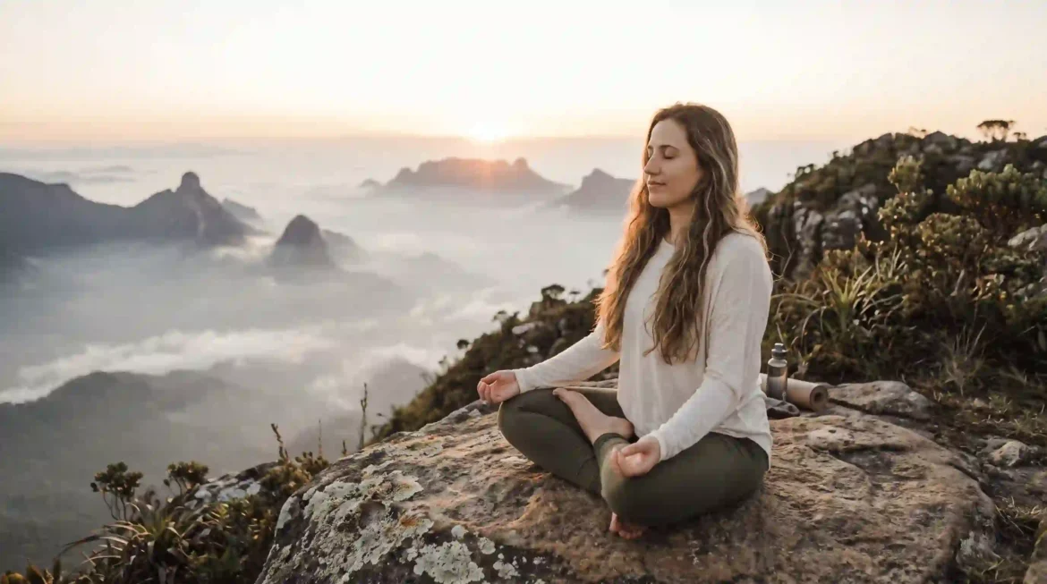 25 prompts para simular você em cenários de yoga e meditação no Gemini. Montanha, bosque, cachoeira e campos sem deformar o rosto. Copie e cole.